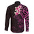 New Zealand Tuatara Plumeria Family Matching Short Sleeve Bodycon Dress and Hawaiian Shirt Maori Pink Koru Tribal Tattoo