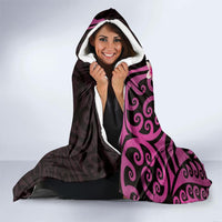 New Zealand Tuatara Plumeria Hooded Blanket Maori Pink Koru Tribal Tattoo LT01 - Polynesian Pride