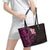 New Zealand Tuatara Plumeria Leather Tote Bag Maori Pink Koru Tribal Tattoo