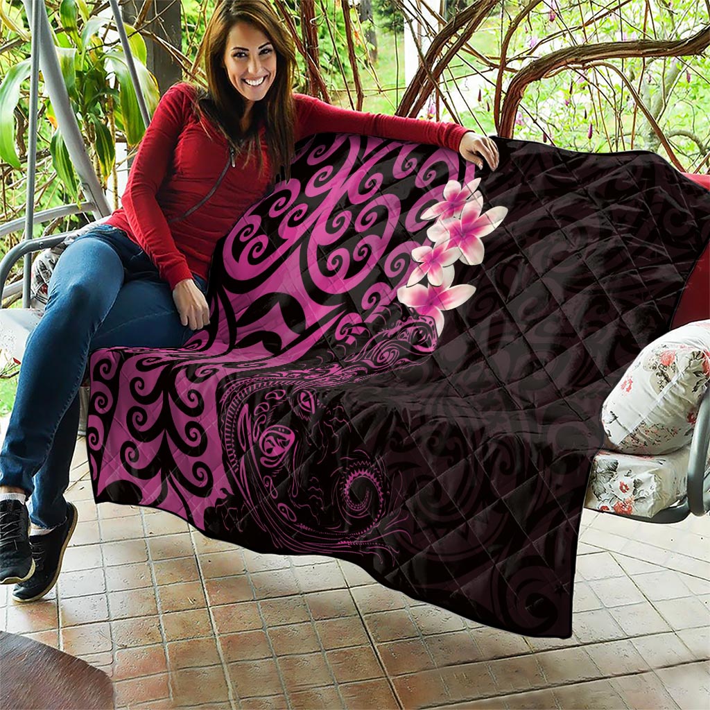 New Zealand Tuatara Plumeria Quilt Maori Pink Koru Tribal Tattoo LT01 - Polynesian Pride