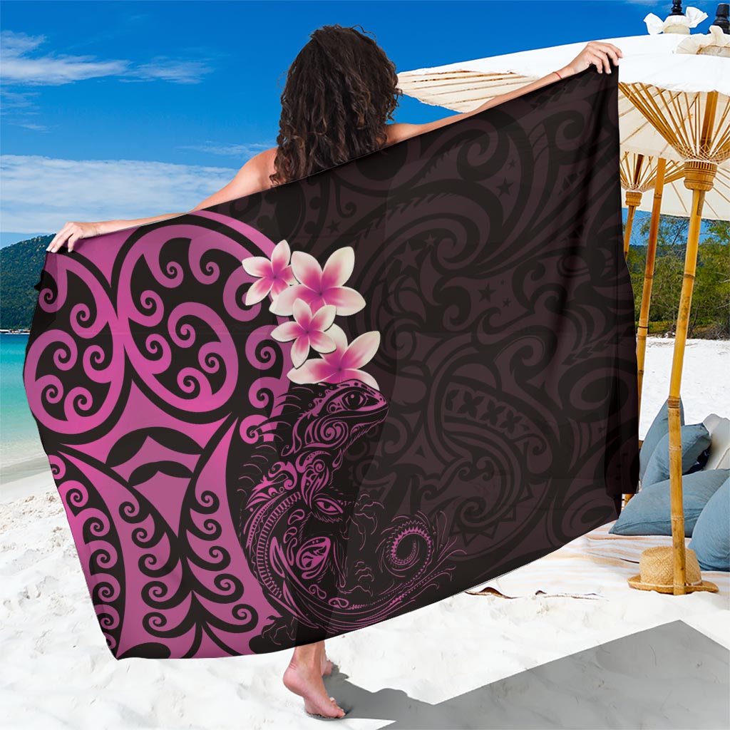 New Zealand Tuatara Plumeria Sarong Maori Pink Koru Tribal Tattoo