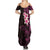 New Zealand Tuatara Plumeria Summer Maxi Dress Maori Pink Koru Tribal Tattoo