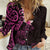 New Zealand Tuatara Plumeria Women Casual Shirt Maori Pink Koru Tribal Tattoo