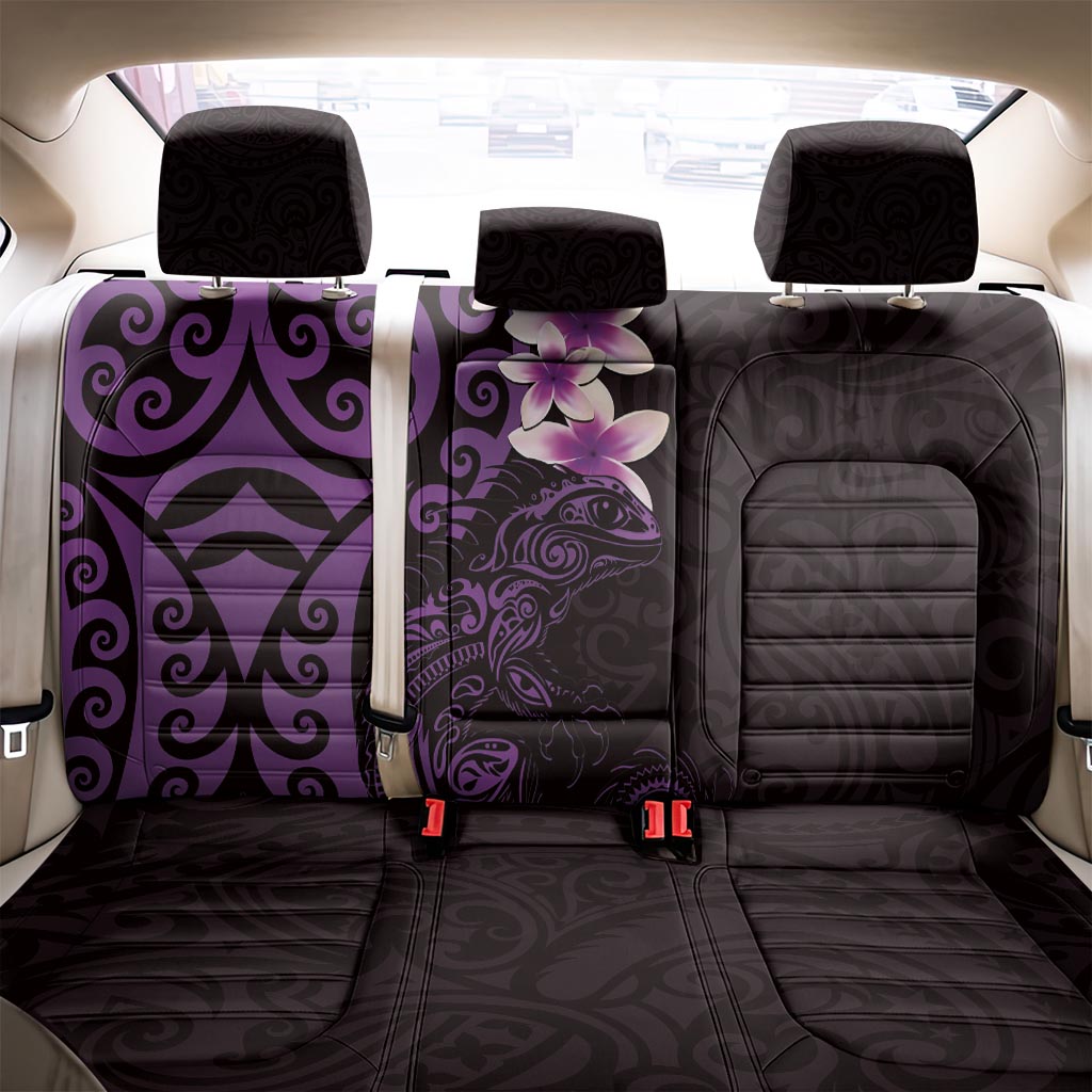 New Zealand Tuatara Plumeria Back Car Seat Cover Maori Purple Koru Tribal Tattoo