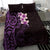 New Zealand Tuatara Plumeria Bedding Set Maori Purple Koru Tribal Tattoo