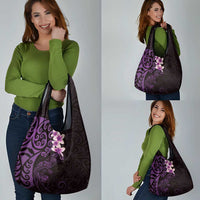 New Zealand Tuatara Plumeria Grocery Bag Maori Purple Koru Tribal Tattoo