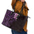 New Zealand Tuatara Plumeria Leather Tote Bag Maori Purple Koru Tribal Tattoo