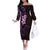 New Zealand Tuatara Plumeria Off The Shoulder Long Sleeve Dress Maori Purple Koru Tribal Tattoo