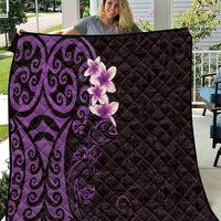 New Zealand Tuatara Plumeria Quilt Maori Purple Koru Tribal Tattoo LT01 Purple - Polynesian Pride