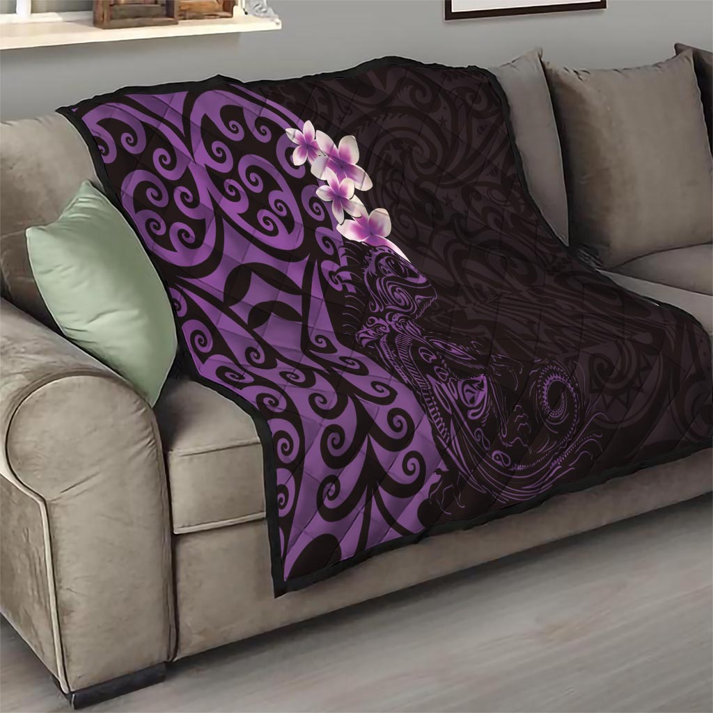 New Zealand Tuatara Plumeria Quilt Maori Purple Koru Tribal Tattoo LT01 - Polynesian Pride