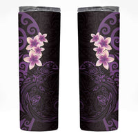 New Zealand Tuatara Plumeria Skinny Tumbler Maori Purple Koru Tribal Tattoo