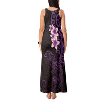 New Zealand Tuatara Plumeria Tank Maxi Dress Maori Purple Koru Tribal Tattoo LT01 - Polynesian Pride
