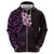 New Zealand Tuatara Plumeria Zip Hoodie Maori Purple Koru Tribal Tattoo