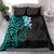 New Zealand Tuatara Plumeria Bedding Set Maori Teal Koru Tribal Tattoo