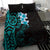 New Zealand Tuatara Plumeria Bedding Set Maori Teal Koru Tribal Tattoo