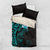 New Zealand Tuatara Plumeria Bedding Set Maori Teal Koru Tribal Tattoo