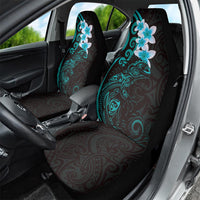New Zealand Tuatara Plumeria Car Seat Cover Maori Teal Koru Tribal Tattoo