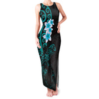 New Zealand Tuatara Plumeria Family Matching Tank Maxi Dress and Hawaiian Shirt Maori Teal Koru Tribal Tattoo