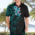 New Zealand Tuatara Plumeria Hawaiian Shirt Maori Teal Koru Tribal Tattoo