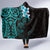 New Zealand Tuatara Plumeria Hooded Blanket Maori Teal Koru Tribal Tattoo