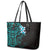 New Zealand Tuatara Plumeria Leather Tote Bag Maori Teal Koru Tribal Tattoo