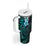 New Zealand Tuatara Plumeria Tumbler With Handle Maori Teal Koru Tribal Tattoo