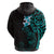 New Zealand Tuatara Plumeria Zip Hoodie Maori Teal Koru Tribal Tattoo
