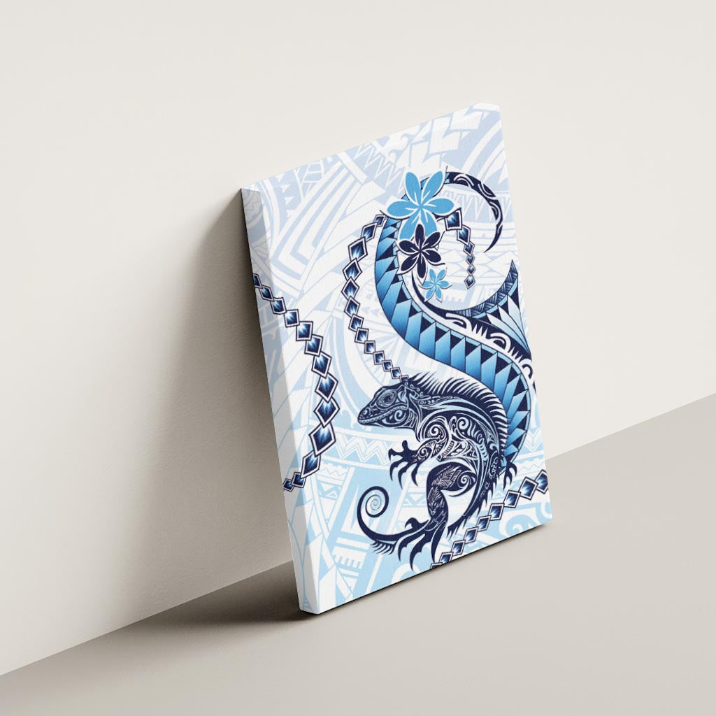 Blue Maori Tuatara Canvas Wall Art Luxury Pastel Pattern