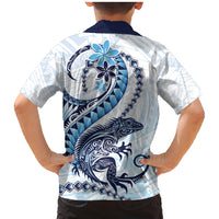 Blue Maori Tuatara Family Matching Mermaid Dress and Hawaiian Shirt Luxury Pastel Pattern