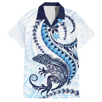 Blue Maori Tuatara Family Matching Tank Maxi Dress and Hawaiian Shirt Luxury Pastel Pattern