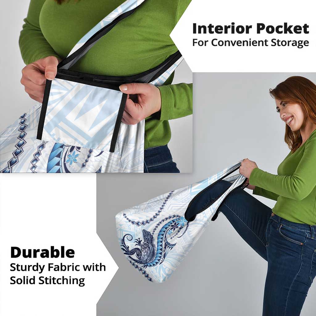 Blue Maori Tuatara Grocery Bag Luxury Pastel Pattern