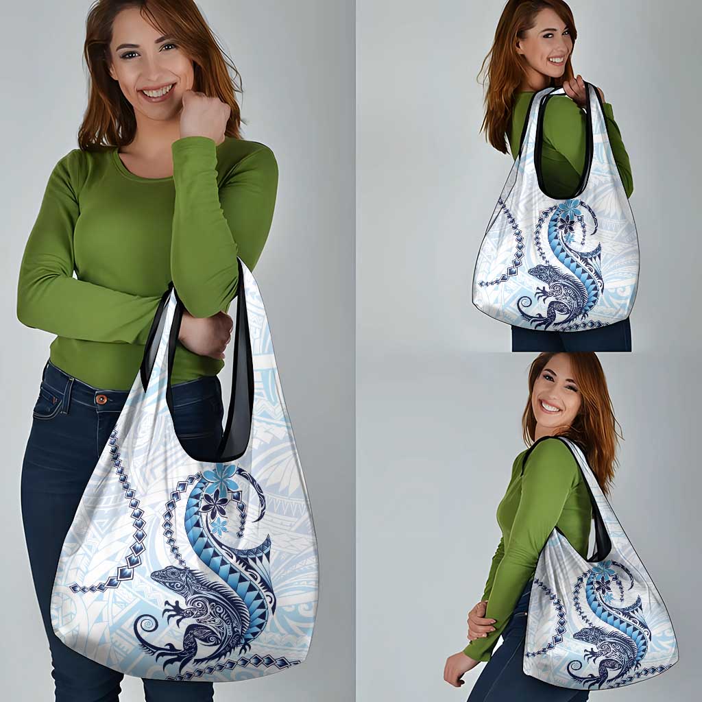 Blue Maori Tuatara Grocery Bag Luxury Pastel Pattern