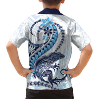 Blue Maori Tuatara Kid Hawaiian Shirt Luxury Pastel Pattern