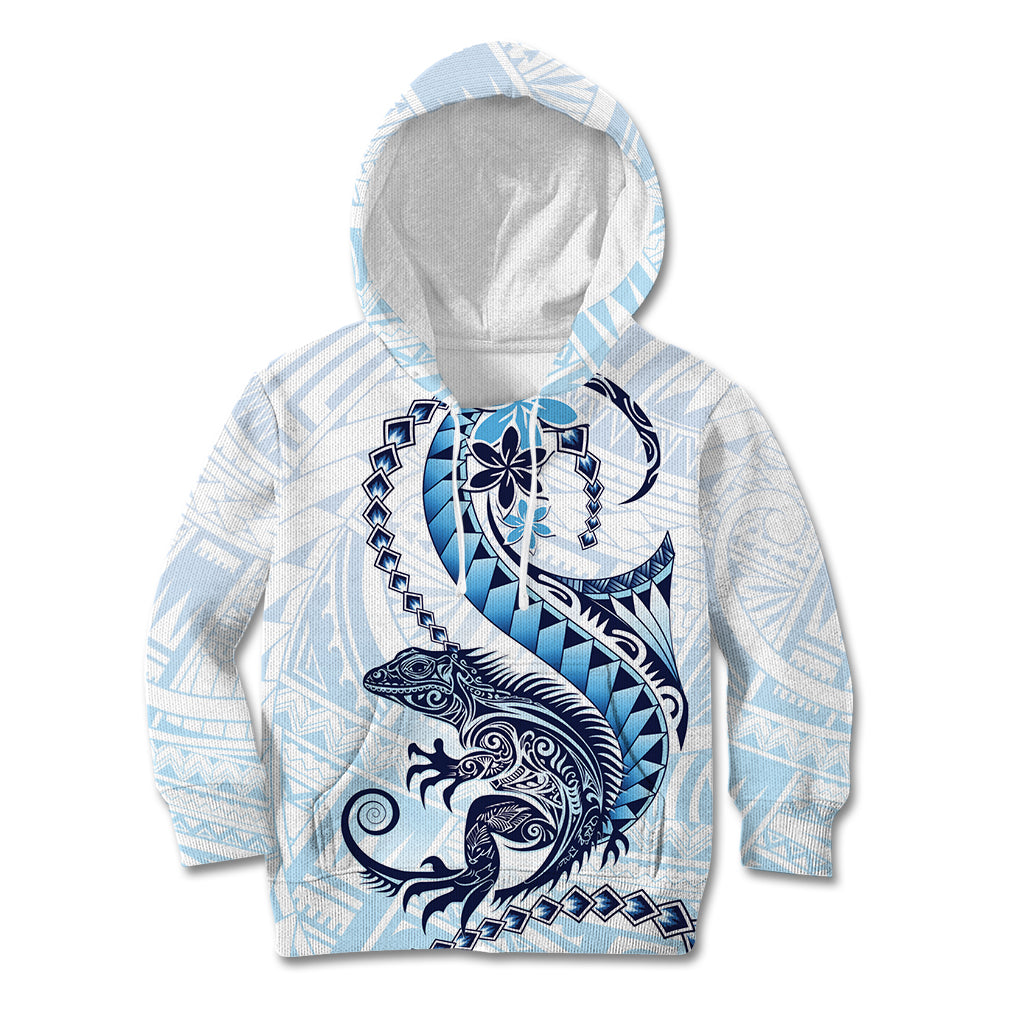 Blue Maori Tuatara Kid Hoodie Luxury Pastel Pattern