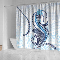 Blue Maori Tuatara Shower Curtain Luxury Pastel Pattern