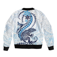 Blue Maori Tuatara Sleeve Zip Bomber Jacket Luxury Pastel Pattern LT01 - Polynesian Pride