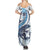 Blue Maori Tuatara Summer Maxi Dress Luxury Pastel Pattern