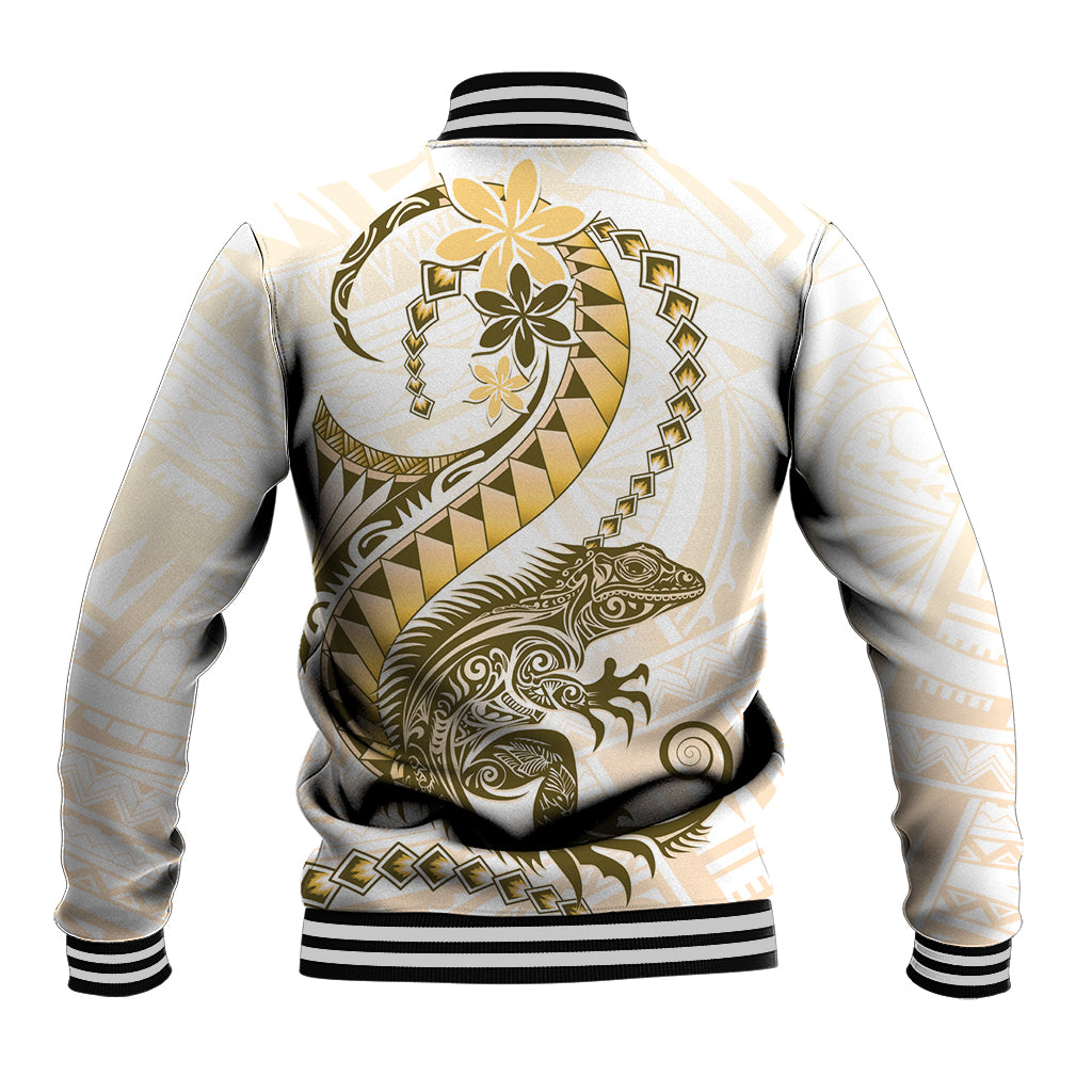 Gold Maori Tuatara Baseball Jacket Luxury Pastel Pattern LT01 - Polynesian Pride