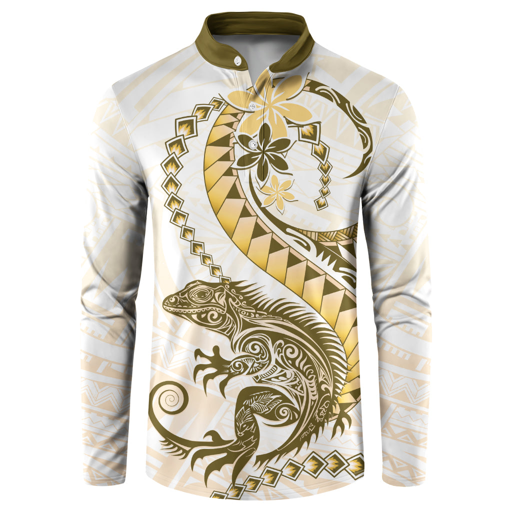 Gold Maori Tuatara Button Sweatshirt Luxury Pastel Pattern