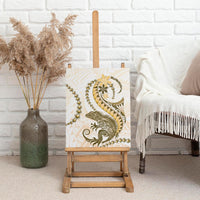 Gold Maori Tuatara Canvas Wall Art Luxury Pastel Pattern