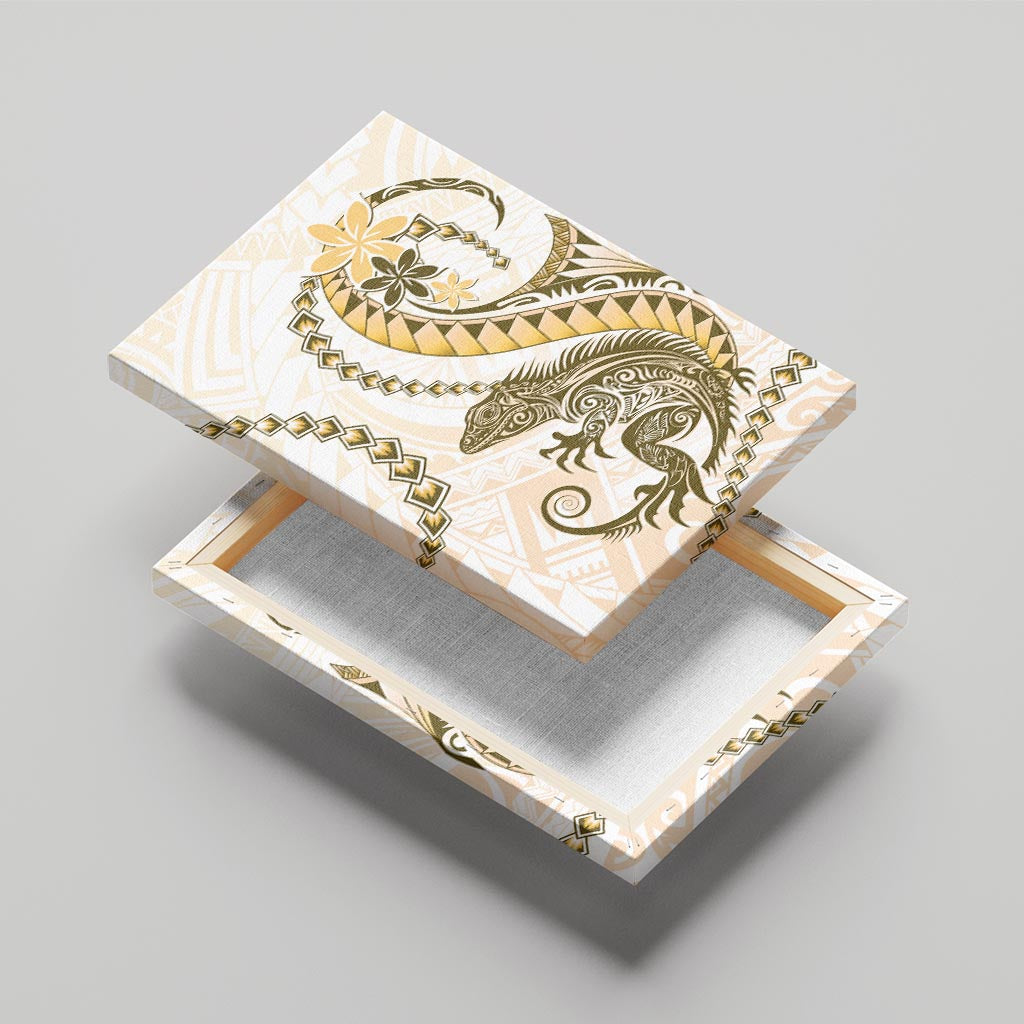 Gold Maori Tuatara Canvas Wall Art Luxury Pastel Pattern