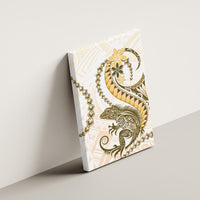 Gold Maori Tuatara Canvas Wall Art Luxury Pastel Pattern