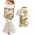 Gold Maori Tuatara Couples Matching Mermaid Dress and Hawaiian Shirt Luxury Pastel Pattern