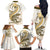 Gold Maori Tuatara Family Matching Off The Shoulder Long Sleeve Dress and Hawaiian Shirt Luxury Pastel Pattern