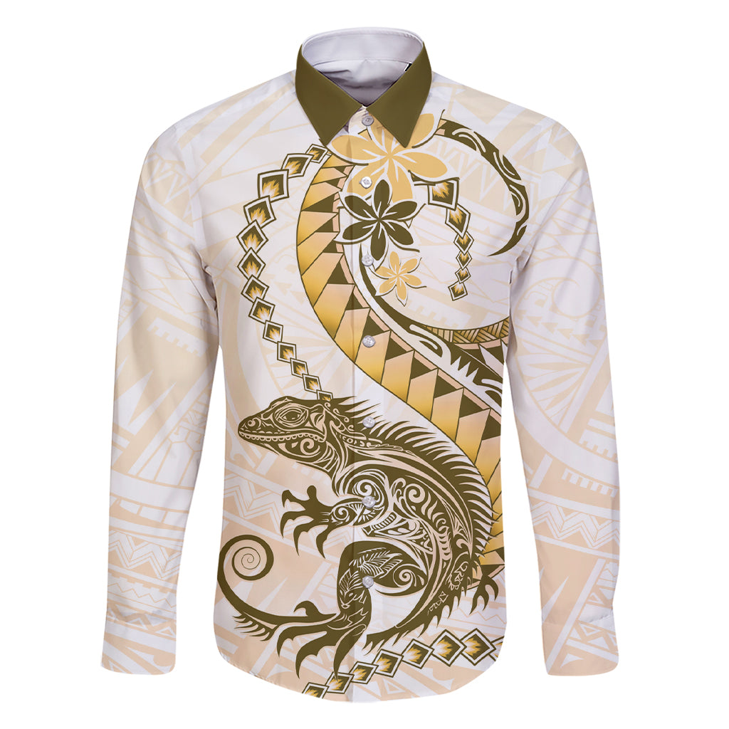 Gold Maori Tuatara Family Matching Short Sleeve Bodycon Dress and Hawaiian Shirt Luxury Pastel Pattern