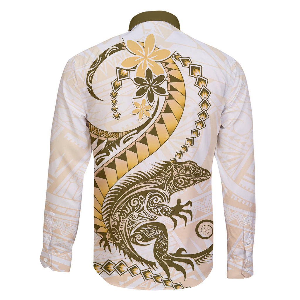 Gold Maori Tuatara Family Matching Tank Maxi Dress and Hawaiian Shirt Luxury Pastel Pattern