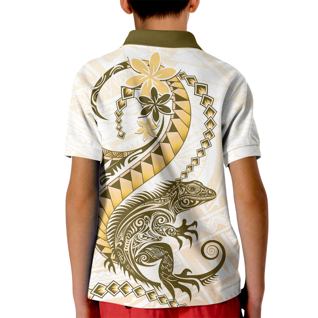Gold Maori Tuatara Kid Polo Shirt Luxury Pastel Pattern
