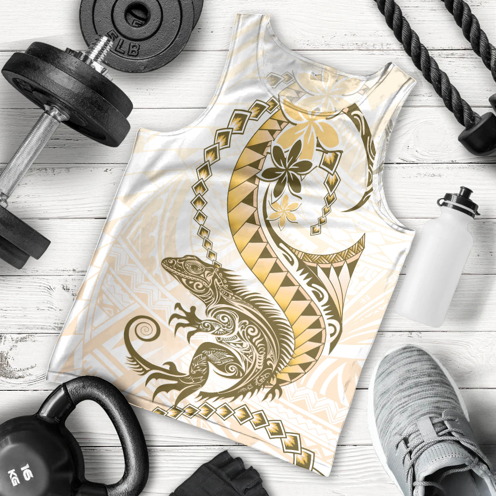 Gold Maori Tuatara Men Tank Top Luxury Pastel Pattern