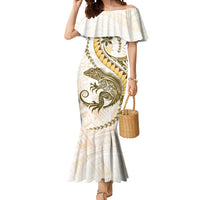 Gold Maori Tuatara Mermaid Dress Luxury Pastel Pattern LT01 Women Gold - Polynesian Pride
