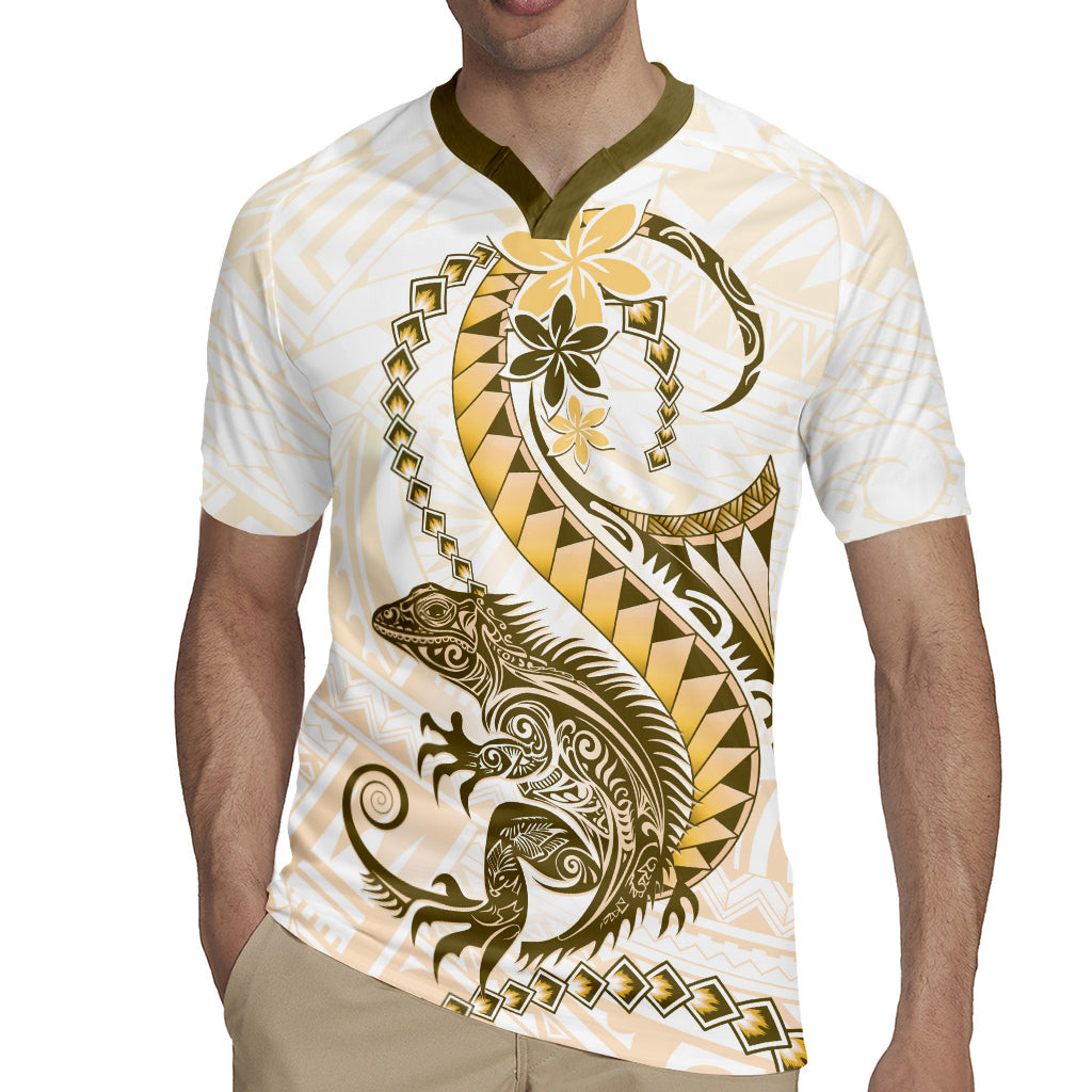 Gold Maori Tuatara Rugby Jersey Luxury Pastel Pattern